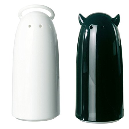 koziol SPICIES Angel Salt and Devil Pepper Shaker, black/white