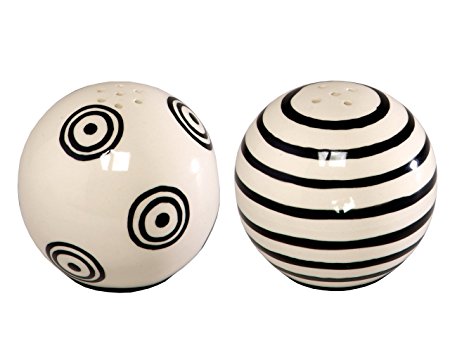 Caffco International M. Bagwell Mix and Match Collection Ceramic Salt and Pepper Shaker, Set of 2, Black and White