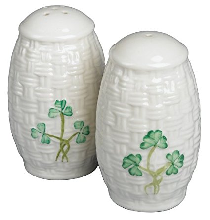 Belleek Shamrock Salt & Pepper Set