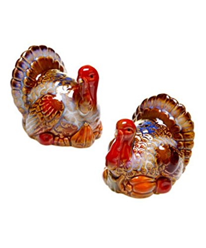 Turkey Salt & Pepper Shakers Set Handpainted Ceramic Thanksgiving