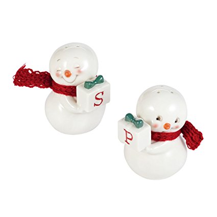 Department 56 Snowpinions “Holding Gifts” Porcelain 2-Piece Christmas Salt & Pepper Shakers, 2.5