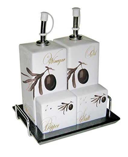 Paperproducts Design Dark Olive Cruet Set, 5-Piece Set