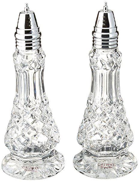 Belleek Pottery Galway Crystal Ashford Salt and Pepper Shaker Set ,7.5-Inch , Clear , Set of 1