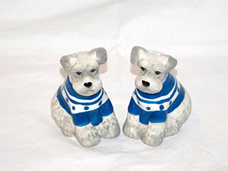 New Schnauzer Dogs Dog wearing a Sweater Ceramic Salt & Pepper Shakers