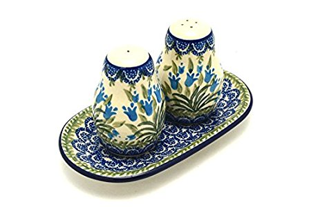 Polish Pottery Salt & Pepper Set - Blue Bells