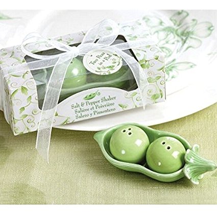 Two Peas in a Pod - Ceramic Salt & Pepper Shakers in Ivy Print Gift Box (pack of 50)